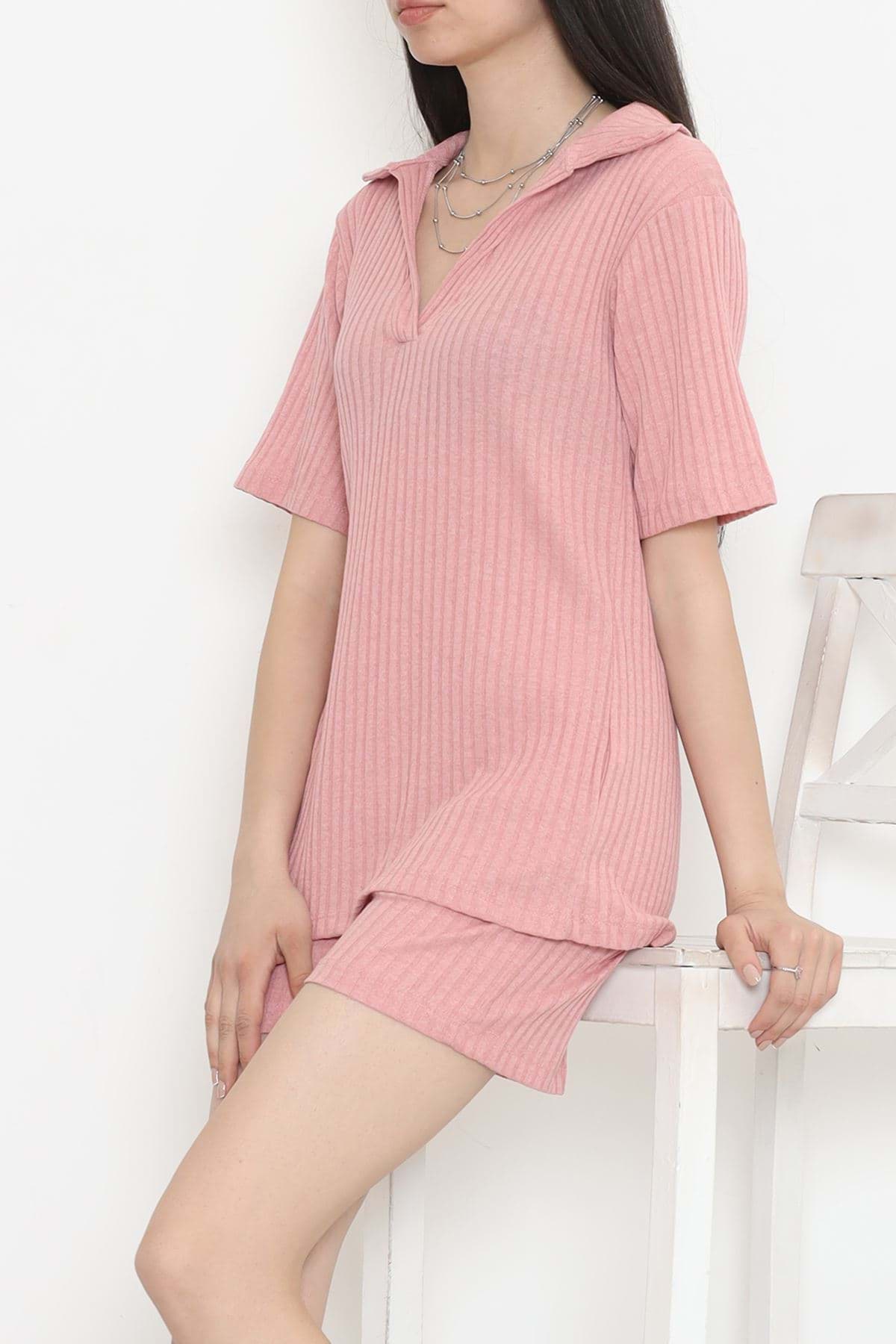 Polo Yaka Şortlu Takım Gülkurusu - 11259.1567. resmi