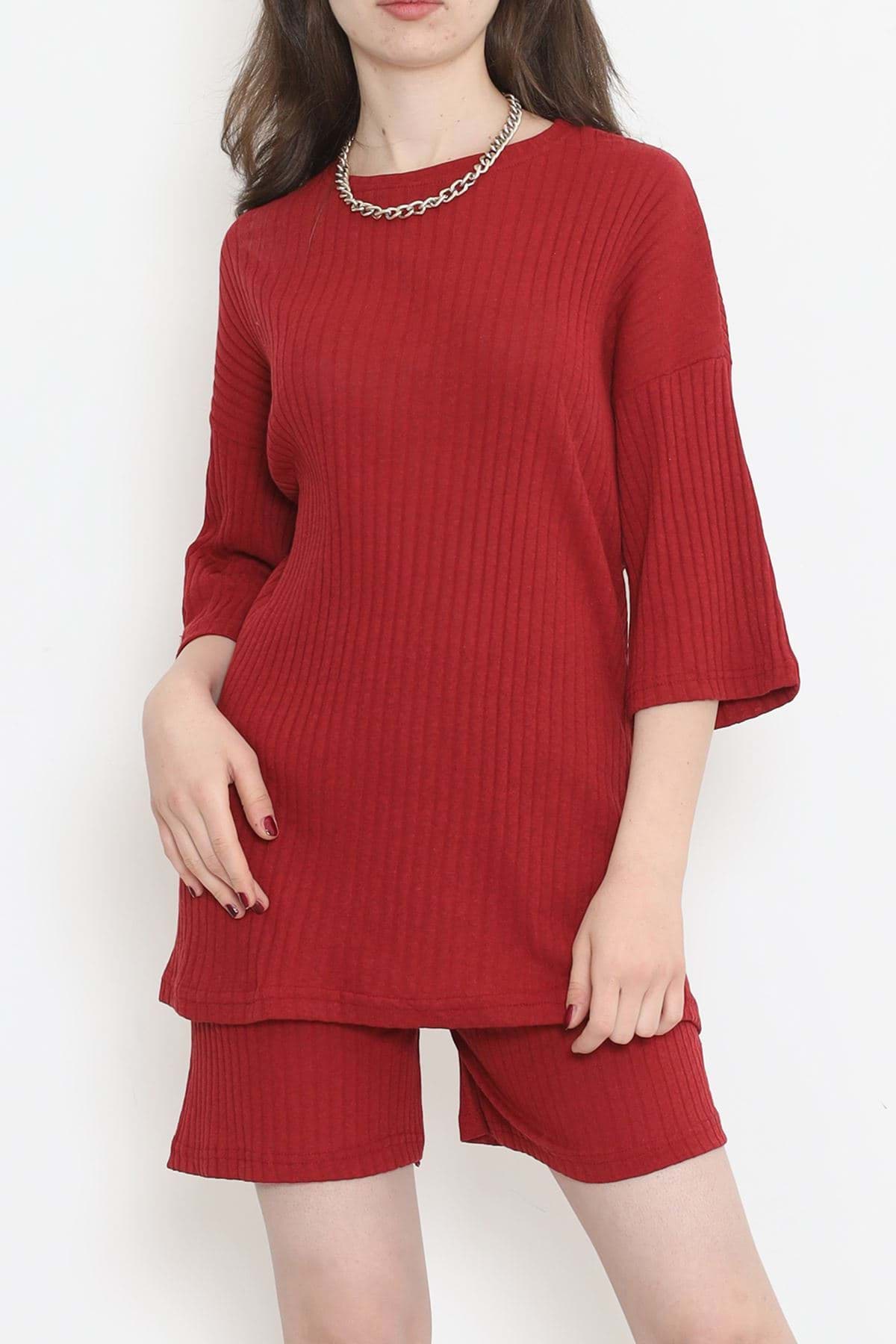 Fitilli Şortlu Takım Bordo - 18475.1567. resmi