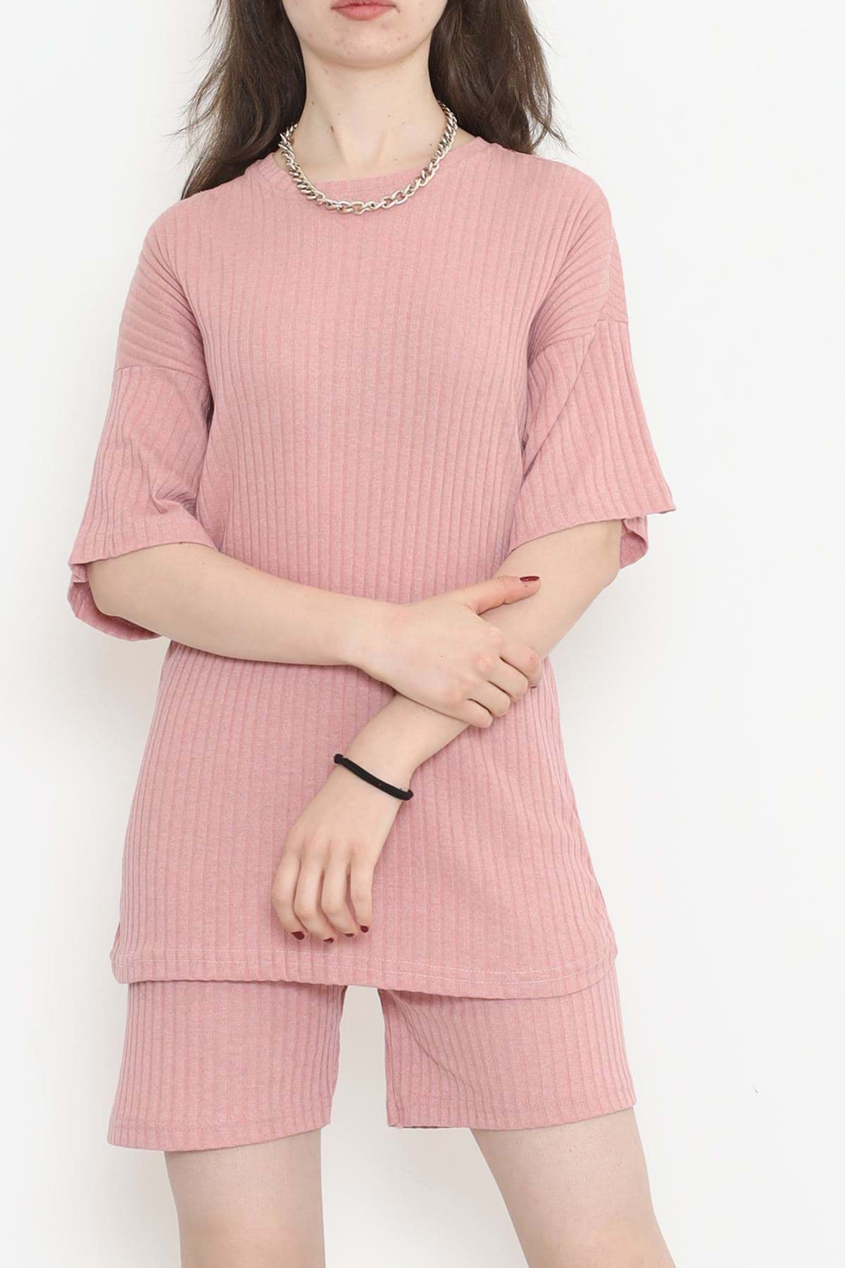 Bisiklet Yaka Şortlu Takım Gül - 11552.1567. resmi