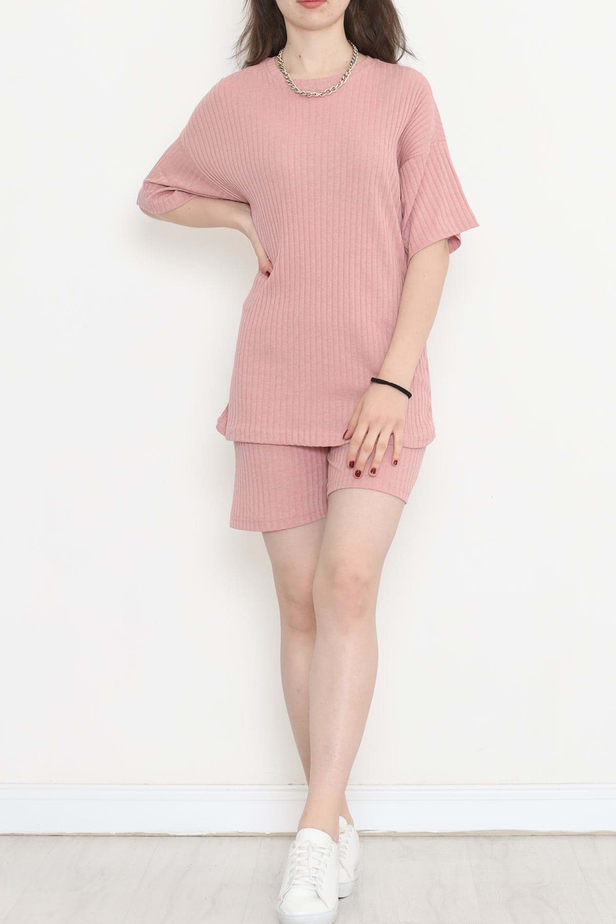 Bisiklet Yaka Şortlu Takım Gül - 11552.1567. resmi