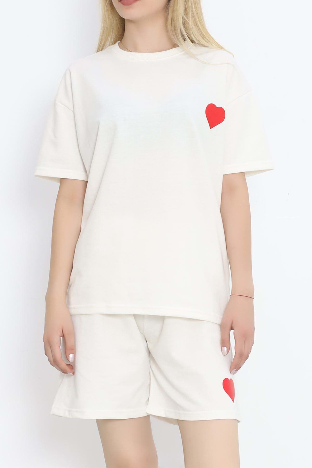 Şortlu Eşofman Takımı Ekrukırmızı - 18718.053. resmi