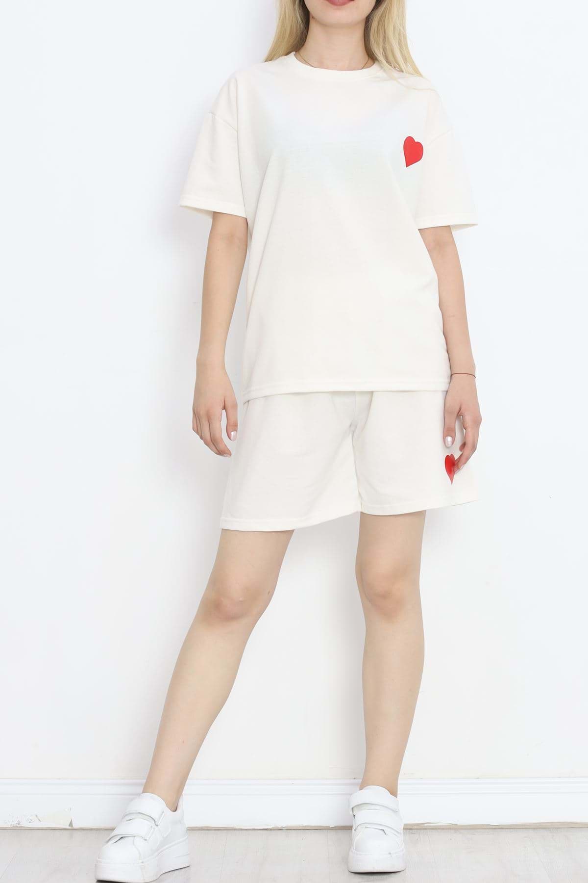Şortlu Eşofman Takımı Ekrukırmızı - 18718.053. resmi