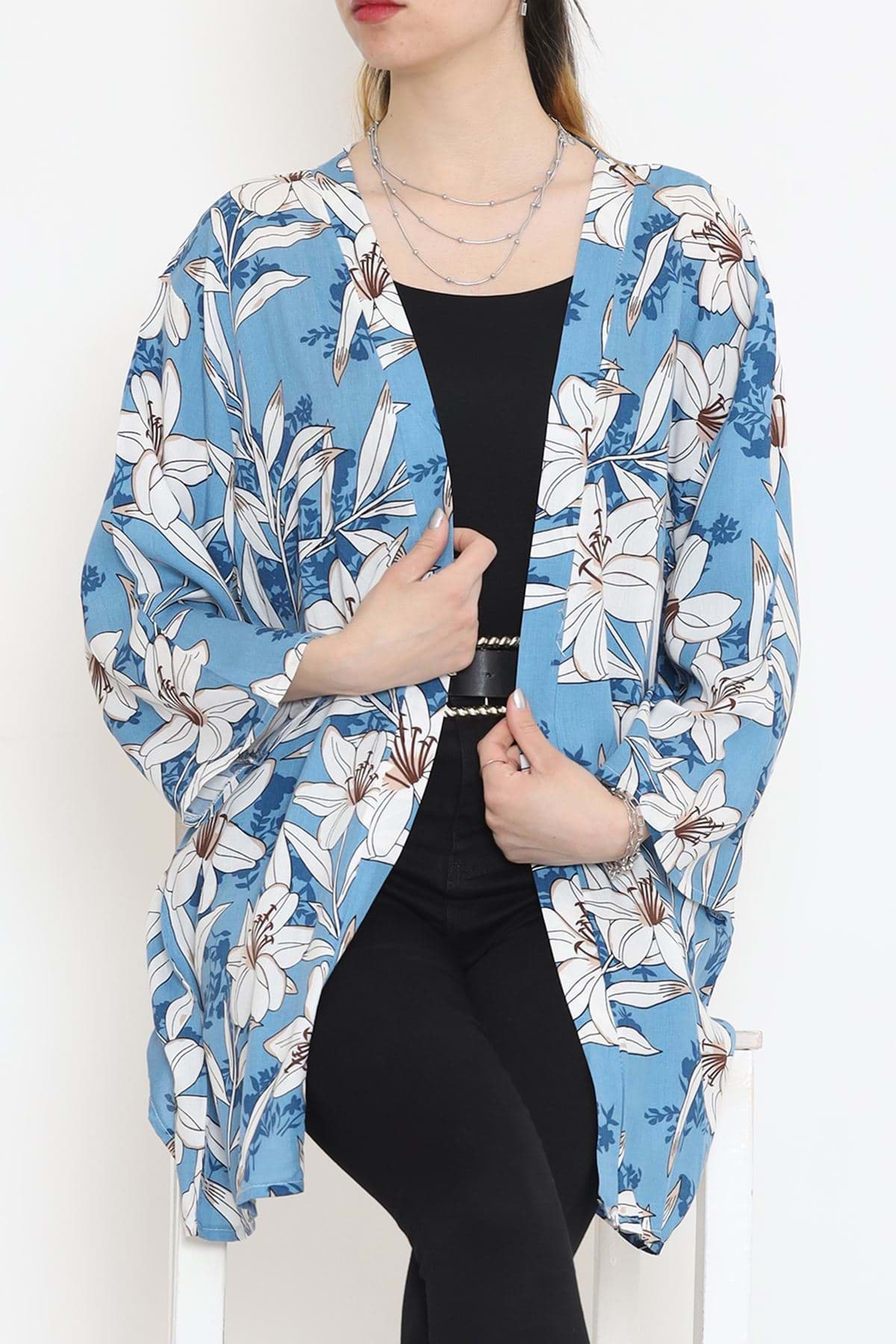Desenli Kimono Açıkmavi - 1658.1095. resmi