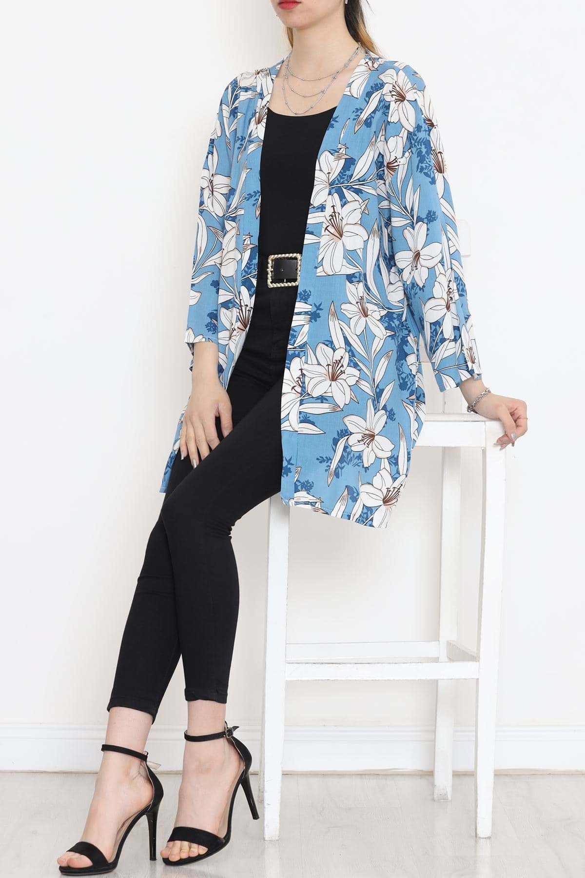 Desenli Kimono Açıkmavi - 1658.1095. resmi